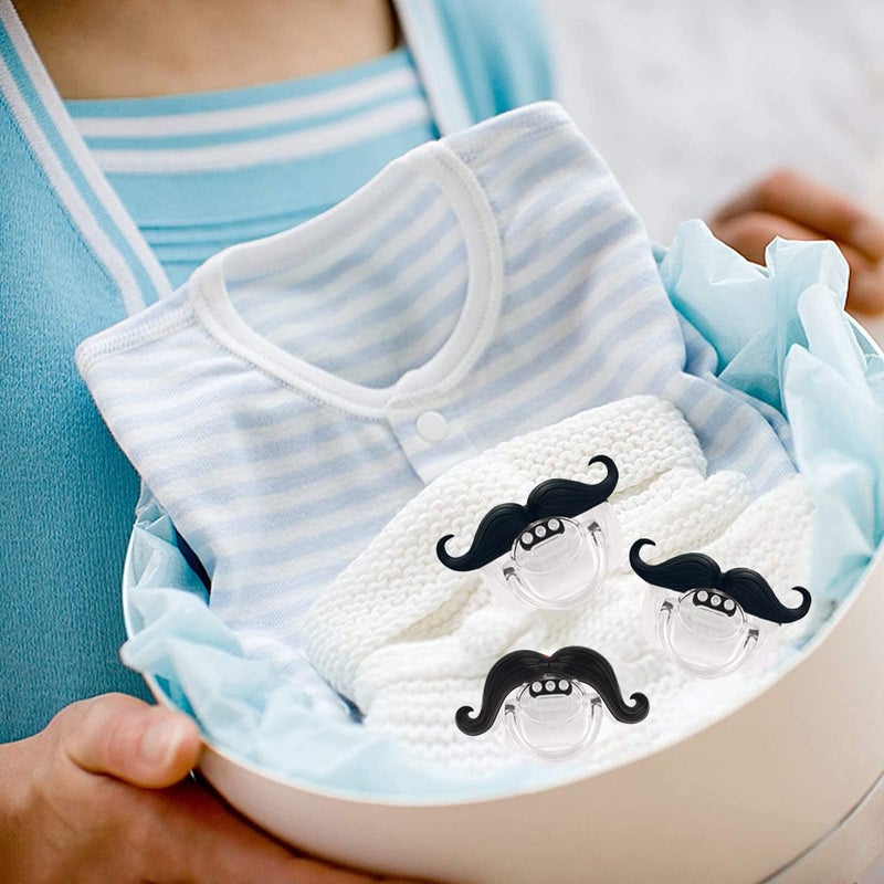 Zhovee 3pcs Mustache Pacifier, Gentleman Mustache Baby Pacifier, Pacifier 0-36 Months, Gift Pacifiers for Boys and Girls - Image 4